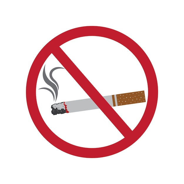 Símbolo de señal de prohibición de fumar No hay área para fumar No hay ilustración del vector de fumadores