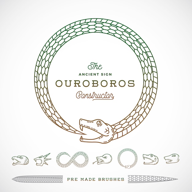 Símbolo de serpiente Ouroboros infinito, signo o un constructor de logotipo en estilo de línea.