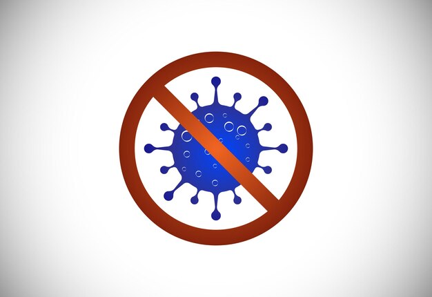 Símbolo de signo de alerta de virus corona. Covid-19, Ilustración de vector plano de emblema de infección por virus Corona.