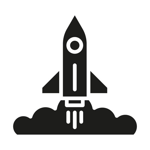 Símbolo de signo de cohete icono de color de glifo vectorial