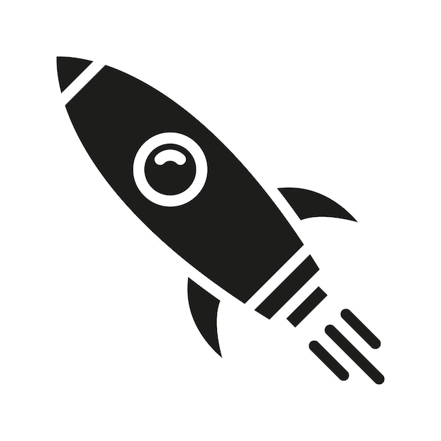 Símbolo de signo de cohete icono de color de glifo vectorial