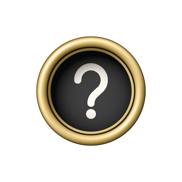 Símbolo de signo de interrogación Botón de máquina de escribir dorado vintage
