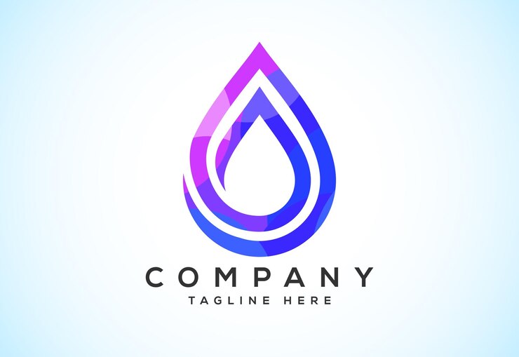 Vector símbolo de signo de logotipo de gota de agua poligonal abstracta gota de agua de polietileno baja logotipo formas de triángulo geométrico
