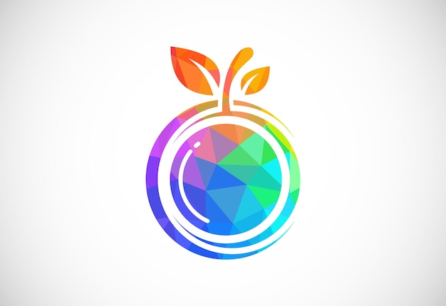 Símbolo de signo de logotipo de manzana abstracto de estilo polivinílico bajo en estilo plano sobre fondo blanco