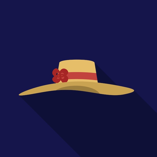 Símbolo de signo de mujer sombrero plano icono ilustración vector aislado