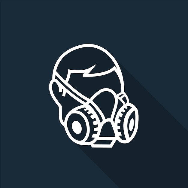 Símbolo El signo de uso de respiratores en fondo negro Ilustración vectorial
