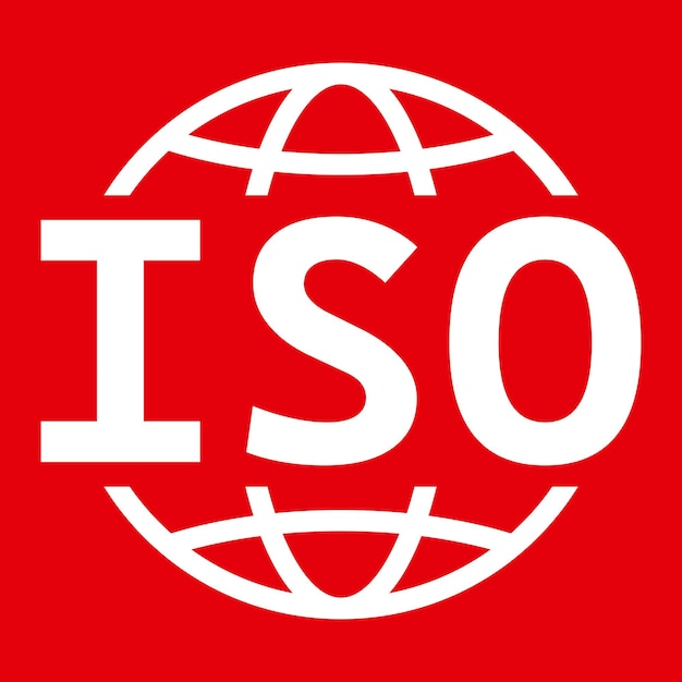 Símbolo de signo de vector aislado de icono de ISO aislado sobre fondo blanco