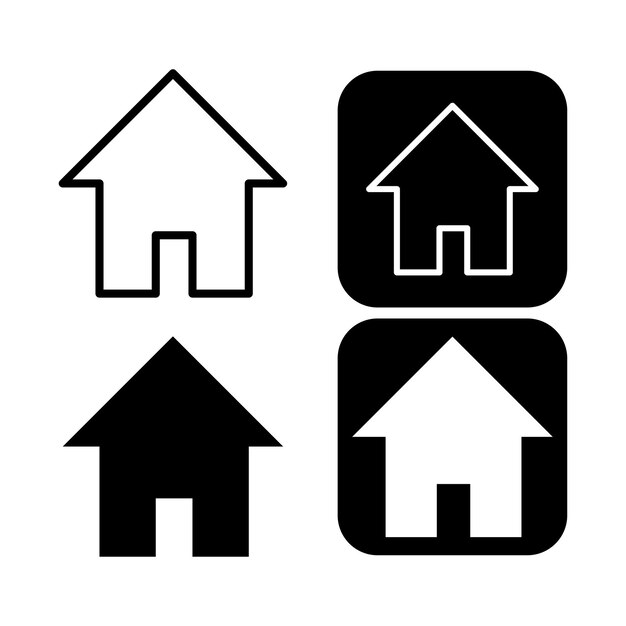 Símbolo de silueta de la casa Conjunto de íconos de la casa Diseño plano Vector del ícono de la casa