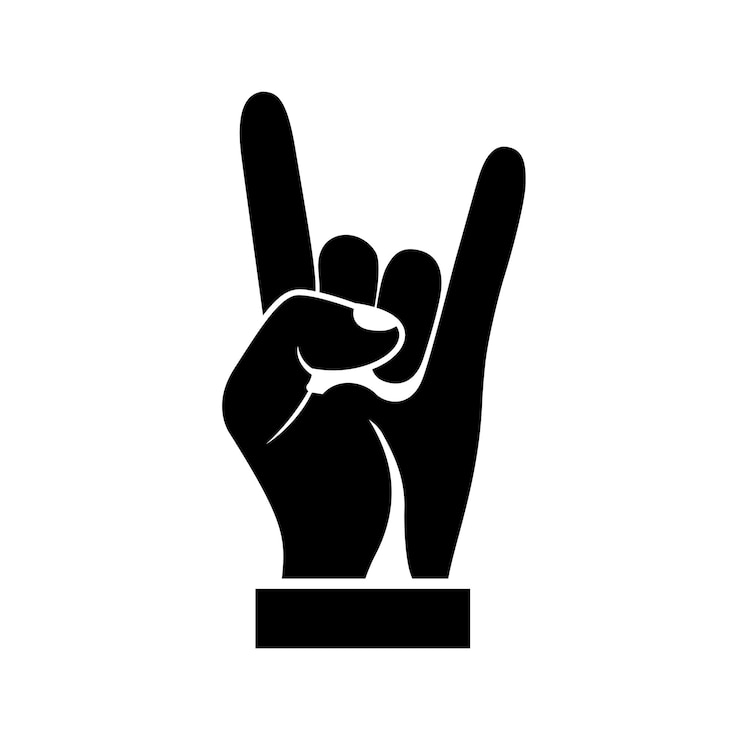 Vector símbolo de silueta de gesto de la mano rock and roll ilustración vectorial de diseño plano