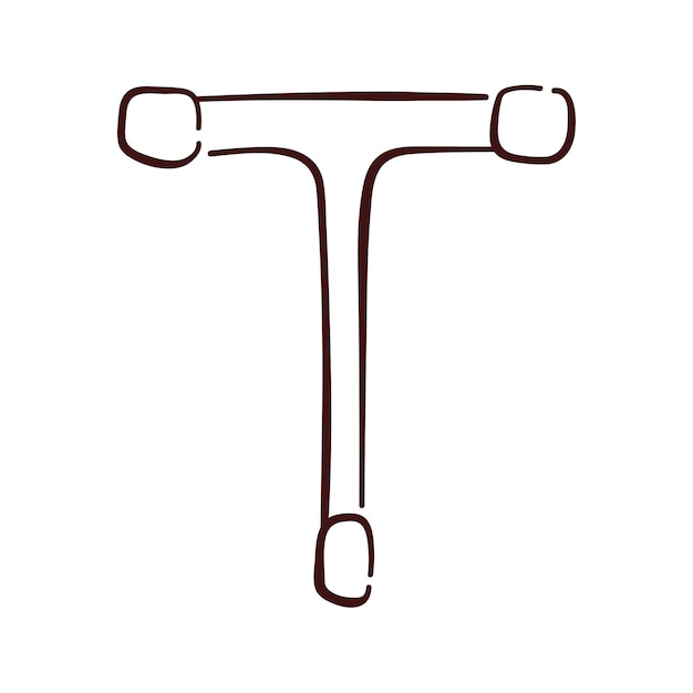 Símbolo simple de llave de enchufe en estilo de arte de línea diseño dibujado a mano para trabajos de reparación aislado en un blanco
