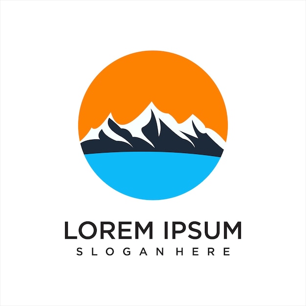 Símbolo simple Logotipo de montaña con estilo de arte de línea Diseño de logotipo de ilustración