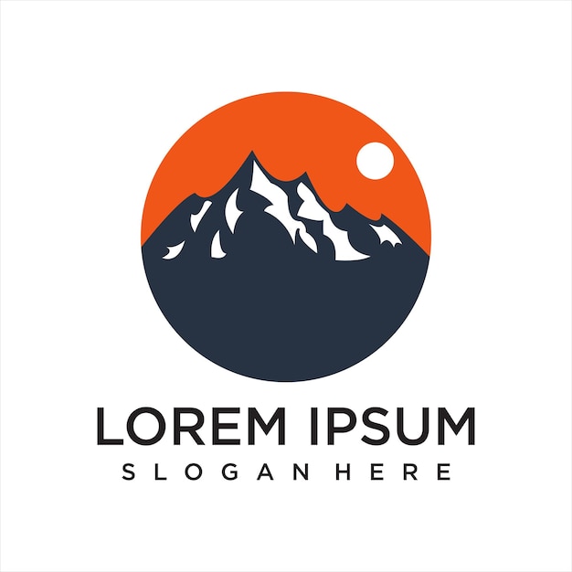 Símbolo simple Montaña Logotipo con estilo de arte de línea Diseño de logotipo de ilustración