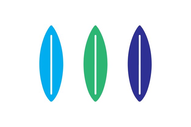 Símbolo de una simple silueta de icono de tabla de surf en un simple vector minimalista sobre un fondo blanco