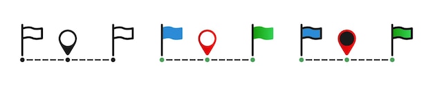 Símbolo simple Ubicación de la ruta Signo moderno de inicio y final del viaje Icono de viaje aislado en el mapa en estilo de diseño vectorial