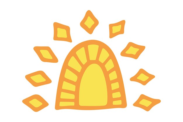 Símbolo de sol abstracto dibujado a mano doodle de verano elemento de vector único para diseño