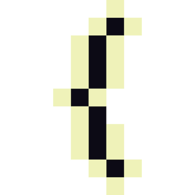 Símbolo de soporte rizado izquierdo monocromático de pixel art