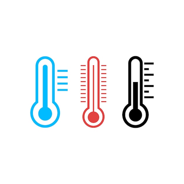 Símbolo del termómetro de línea vectorial del icono de temperatura
