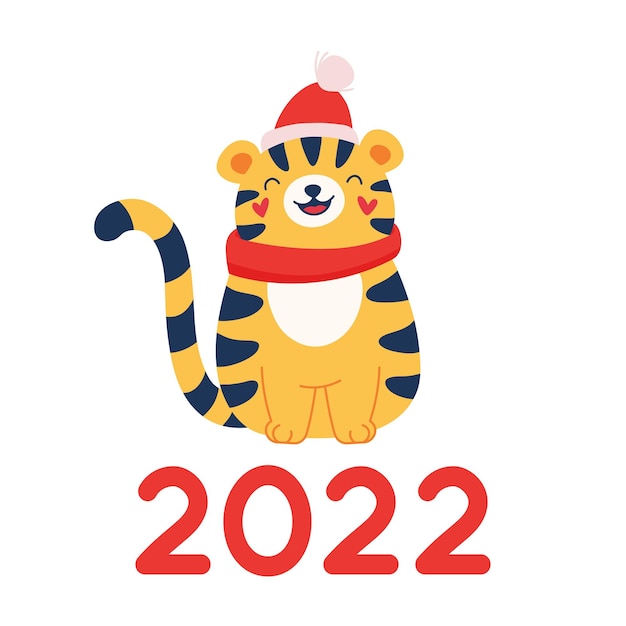 Símbolo de tigre de dibujos animados Año Nuevo 2022