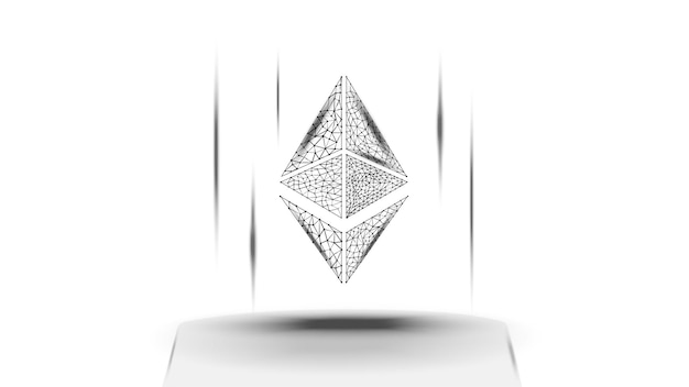 Símbolo de token de criptomoneda Ethereum ETH, icono de moneda sobre fondo blanco. Oro digital para sitio web o banner. Eps10 vectorial.