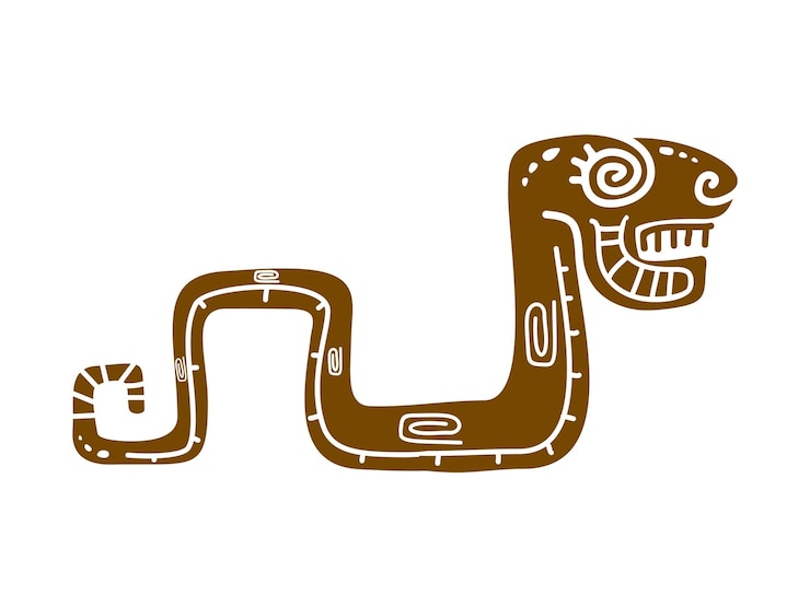 Vector símbolo del tótem maya azteca con patrones de serpiente