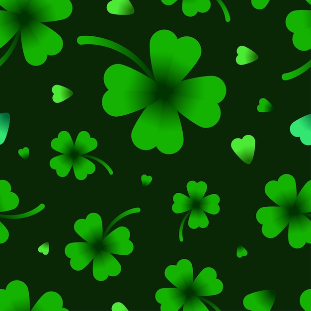 Símbolo de trébol de cuatro hojas Fiesta de la cerveza irlandesa Día de San Patricio vector de patrones sin fisuras Trébol de la suerte