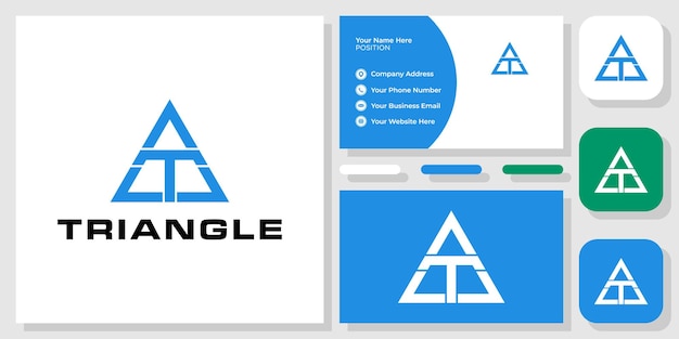 símbolo de triángulo abstracto mayúscula inicial con plantilla de tarjeta de visita