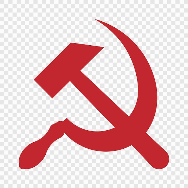 Símbolo de la Unión Soviética con martillo y hoz rojos en un fondo transparente