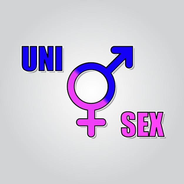 Símbolo unisex signo de sexo masculino y femenino combinado en azul rosa ilustración vectorial