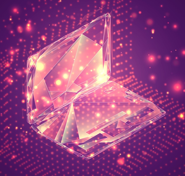 Símbolo de vector 3D, objeto volumétrico sobre un fondo rosa. maquetación para negocios y presentación