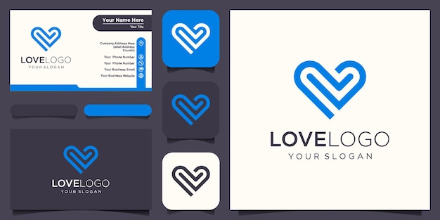 Símbolo del vector del corazón. Logotipo de la cinta del día de San Valentín. Diseño de icono de logotipo de salud médica de línea abstracta.