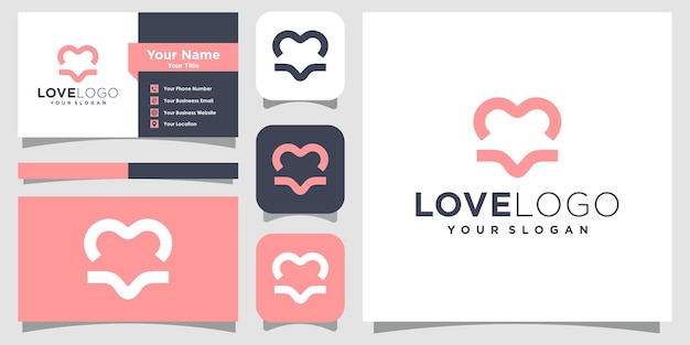 Símbolo de vector de corazón Logotipo de cinta de día de San Valentín Diseño de icono de logotipo de salud médica de línea abstracta