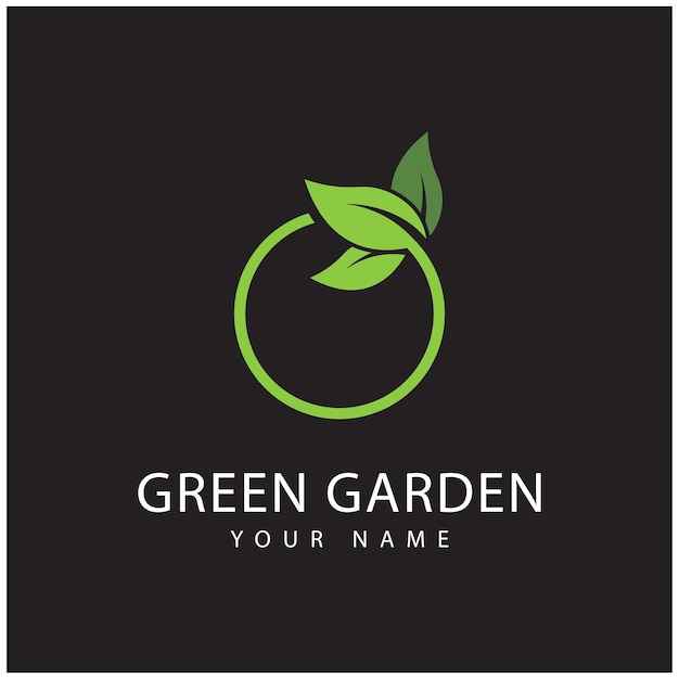 Símbolo y vector de logotipo de jardín verde