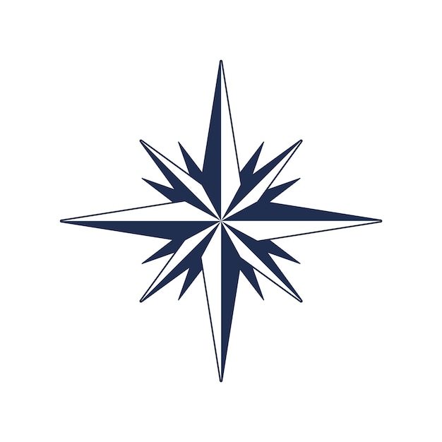 Símbolo del vector del viento de la rosa aislado