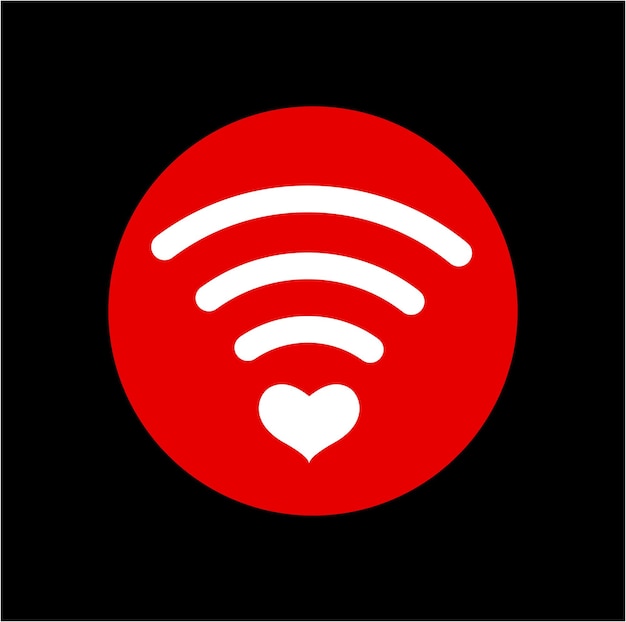 El símbolo de vector wifi de San Valentín de corazón rojo