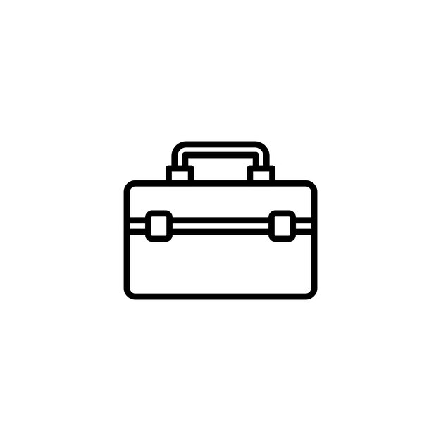 El símbolo vectorial del conjunto de iconas de la caja de herramientas del conjunto de herramientas en un estilo de construcción lleno y delineado en negro