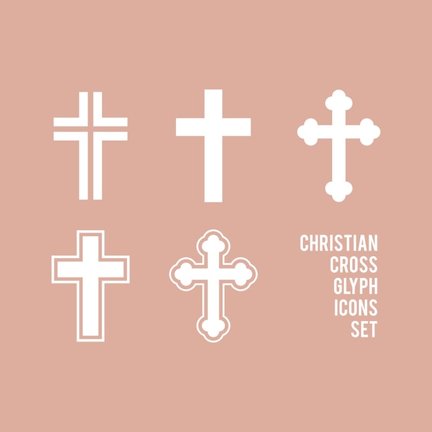 Símbolo vectorial de cruz cristiana estilo plano Iconos de cruz religiosa conjunto Ilustración vectorial