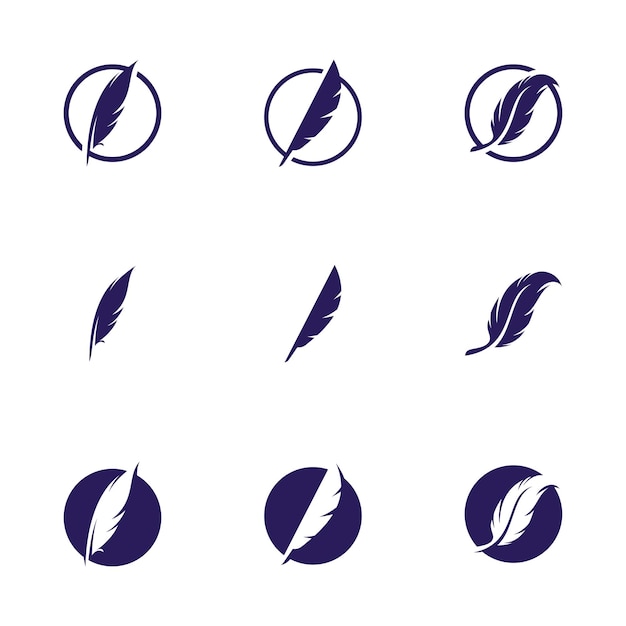 Símbolo vectorial del diseño del icono del logotipo de la pluma