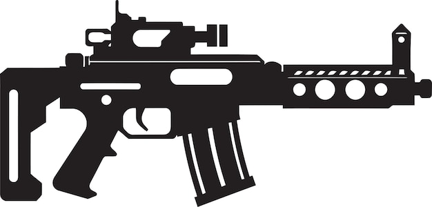 Vector el símbolo vectorial elegante de la nación nerf de una pistola de juguete en negro hace creer la guerra diseño icónico de logotipo negro