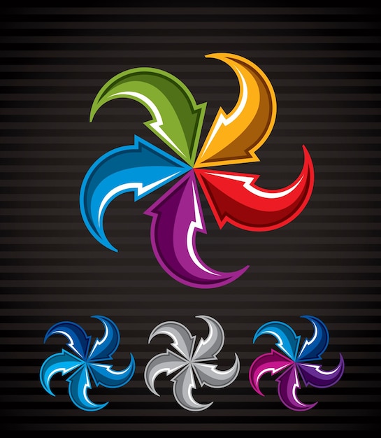 Símbolo vectorial de flechas abstractas, plantilla de diseño gráfico vectorial, conjunto de iconos vectoriales.
