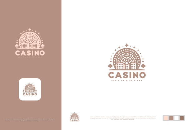 Símbolo vectorial del logotipo del casino dibujado a mano con un diseño vectorial plano retro mínimo