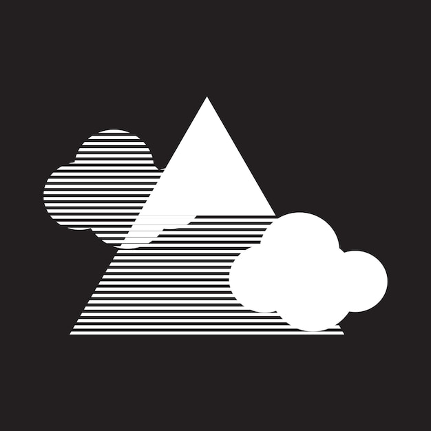 Símbolo vectorial de montañas y nubes nocturnas como elementos de diseño