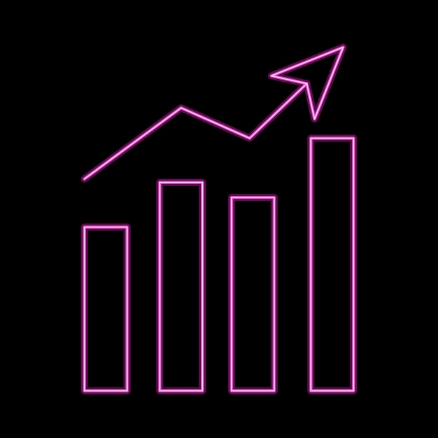 Símbolo vectorial de neón del gráfico de acciones de comercio de divisas para sitios web y aplicaciones móviles