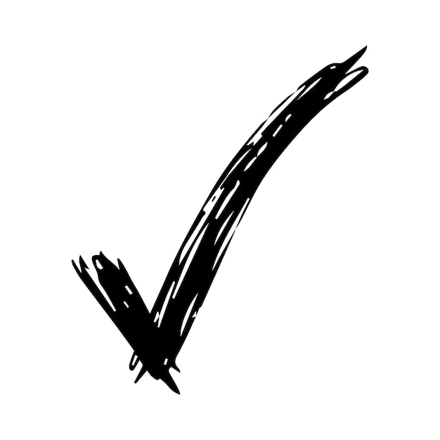 Vector símbolo de verificación dibujado a mano. símbolo de verificación de boceto negro sobre fondo blanco. ilustración vectorial