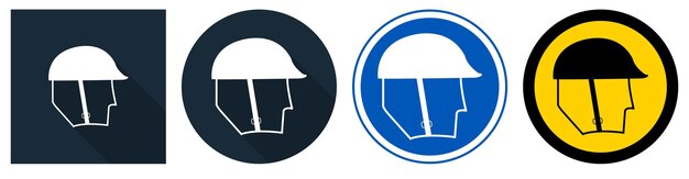 Símbolo Vestido de protección de la cabeza Signo en fondo negro Ilustración vectorial