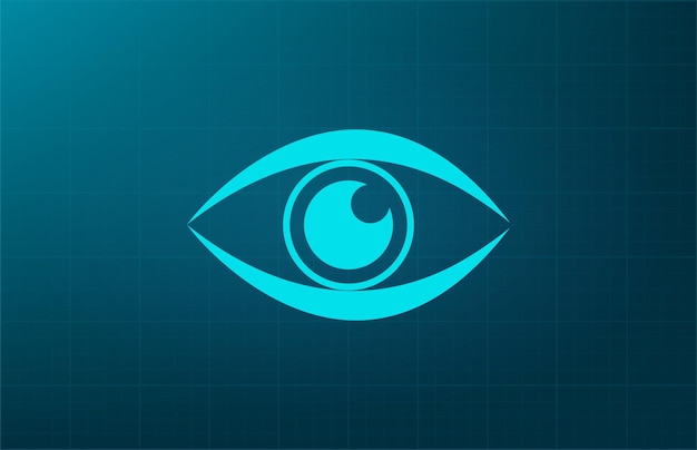 Símbolo de vigilancia de vídeo ocular Ilustración vectorial sobre fondo azul Eps 10