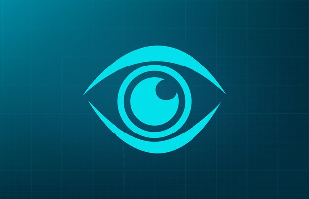 Símbolo de vigilancia de vídeo ocular Ilustración vectorial sobre fondo azul Eps 10