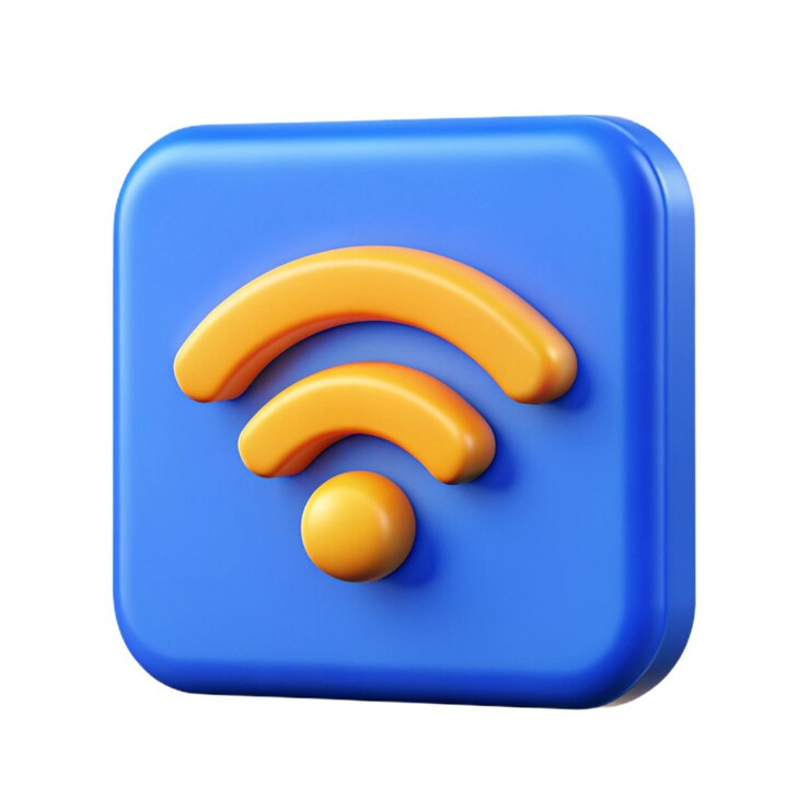 Vector símbolo wi-fi 3d en el cuadrado azul