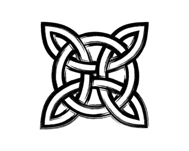 El símbolo Wicca del nudo de la bruja Poder de cuatro elementos pintura pincelada estilo grunge vector