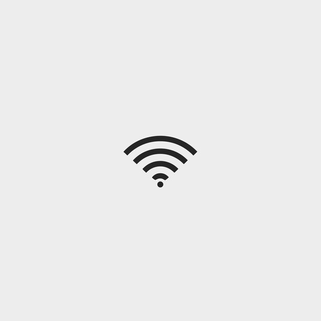 Símbolo WiFi negro minimalista en un fondo blanco
