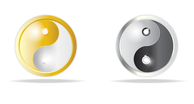 símbolo yin yang en dos colow negro y dorado
